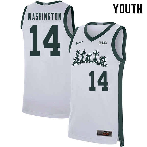 Youth Michigan State Spartans #14 Brock Washington NCAA Nike Authentic White 2019-20 Retro College Stitched Basketball Jersey GO41Y00AV